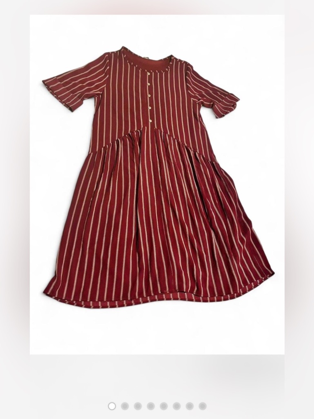 Stevie Hender sz L Maroon Striped Casual midi modest Dress flowy comfy preppy